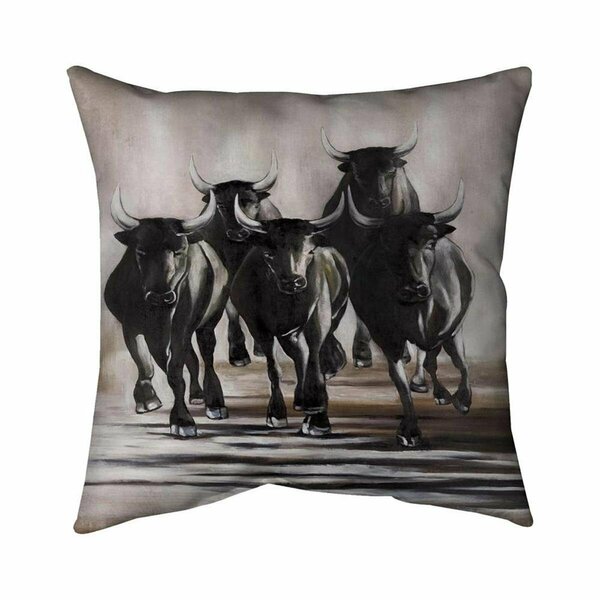 Begin Home Decor 26 x 26 in. Group of Running Bulls-Double Sided Print Indoor Pillow 5541-2626-AN111